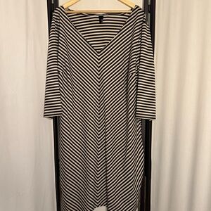 Ashley Stewart Black and White Striped Dress